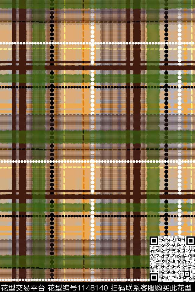 秋冬华亿平台格子水彩肌理传统印花华亿平台下载（图片编号: 1148140） - 瓦栏（Walan）