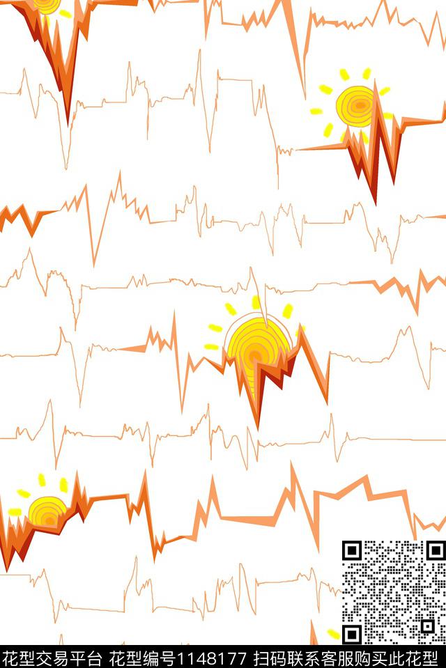 手绘抽象太阳传统印花华亿平台下载（图片编号: 1148177） - 瓦栏（Walan）