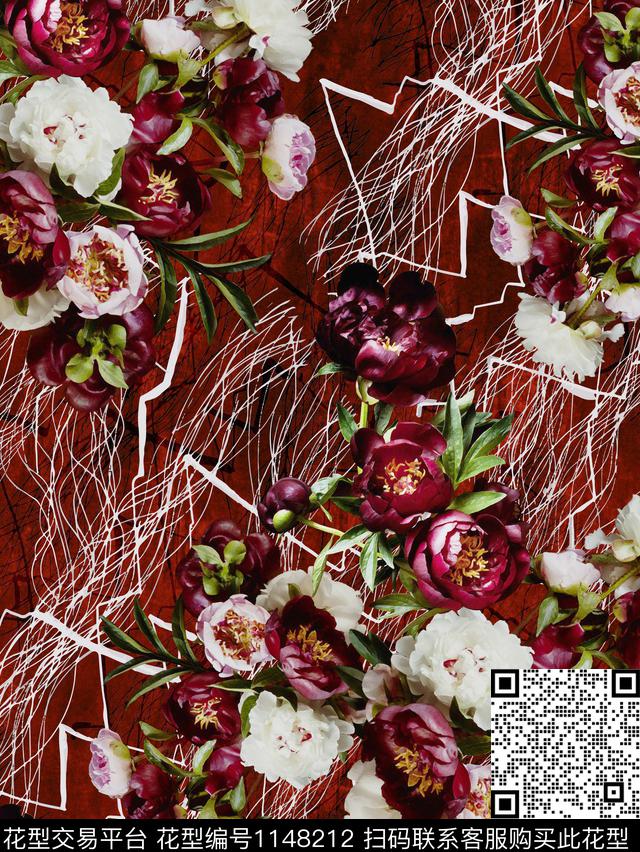 手绘抽象数码华亿平台数码印花华亿平台下载（图片编号: 1148212） - 瓦栏（Walan）