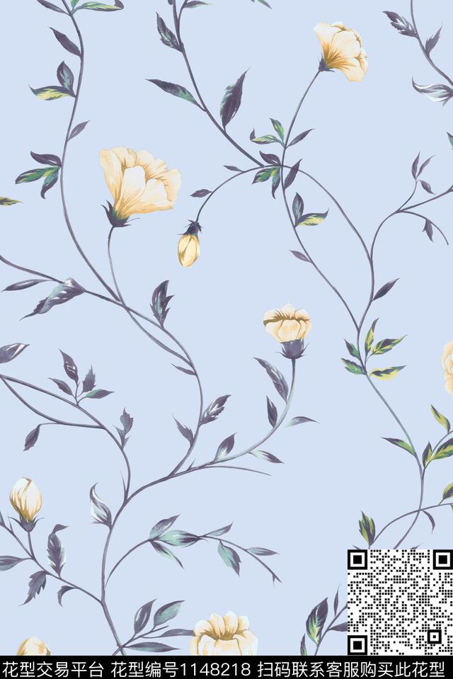 大牌风手绘花卉花卉数码印花华亿平台下载（图片编号: 1148218） - 瓦栏（Walan）