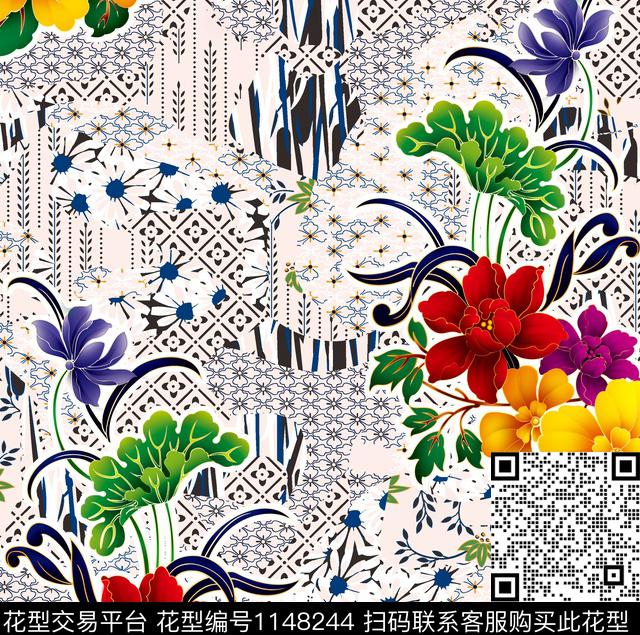 趣味炫彩抽象数码印花华亿平台下载（图片编号: 1148244） - 瓦栏（Walan）