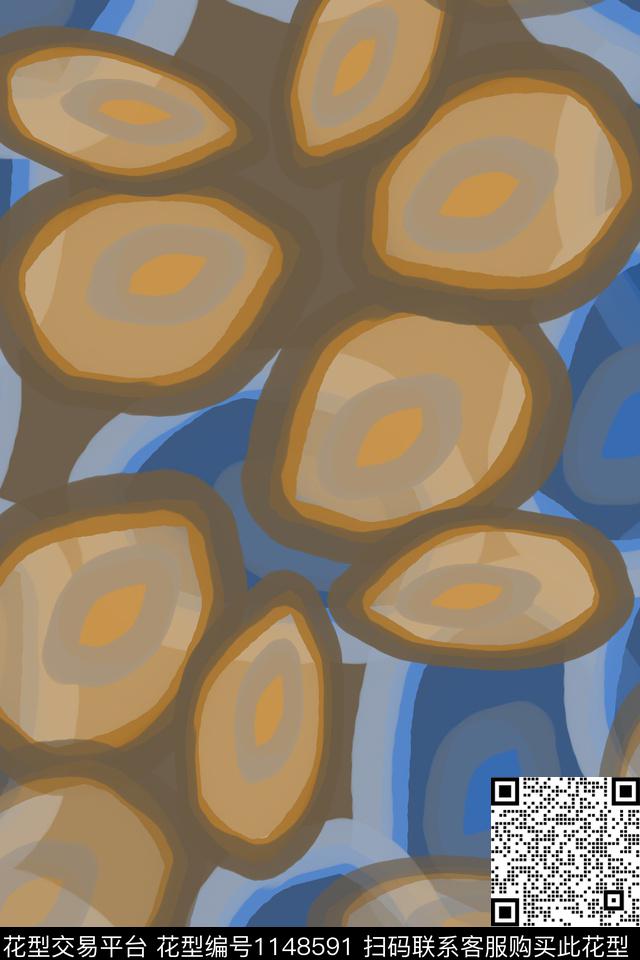 手绘线条笔触几何叶子组合数码印花华亿平台下载（图片编号: 1148591） - 瓦栏（Walan）