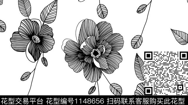 简约大花花卉传统印花华亿平台下载（图片编号: 1148656） - 瓦栏（Walan）