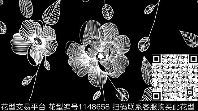 简约大花花卉传统印花华亿平台下载（图片编号: 1148658） - 瓦栏（Walan）