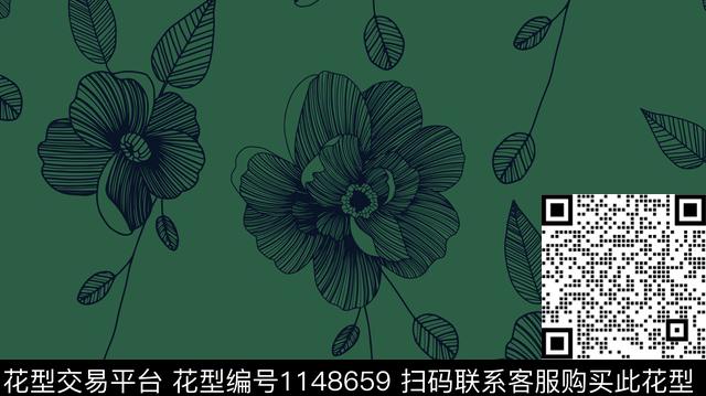 简约大花花卉传统印花华亿平台下载（图片编号: 1148659） - 瓦栏（Walan）