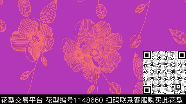 简约大花花卉传统印花华亿平台下载（图片编号: 1148660） - 瓦栏（Walan）