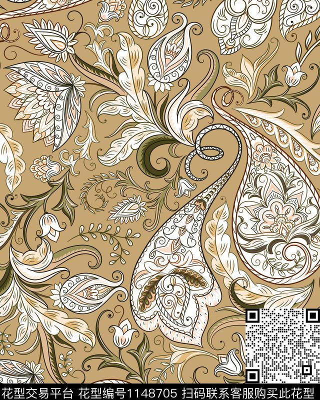 佩斯利休闲民族风传统印花华亿平台下载（图片编号: 1148705） - 瓦栏（Walan）