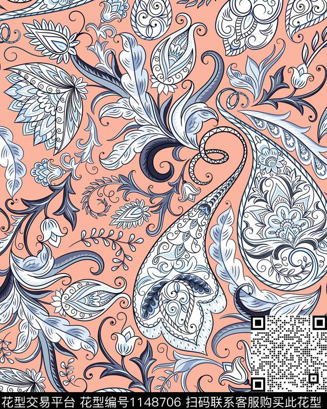 佩斯利休闲民族风传统印花华亿平台下载（图片编号: 1148706） - 瓦栏（Walan）