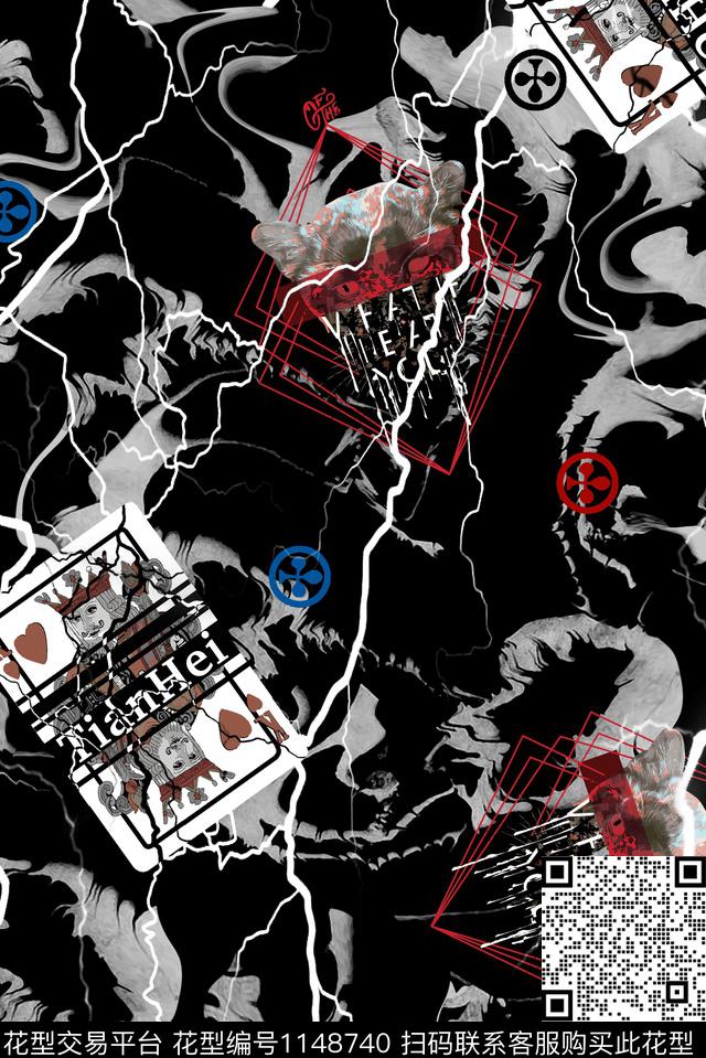 欧洲潮牌大牌风数码印花华亿平台下载（图片编号: 1148740） - 瓦栏（Walan）