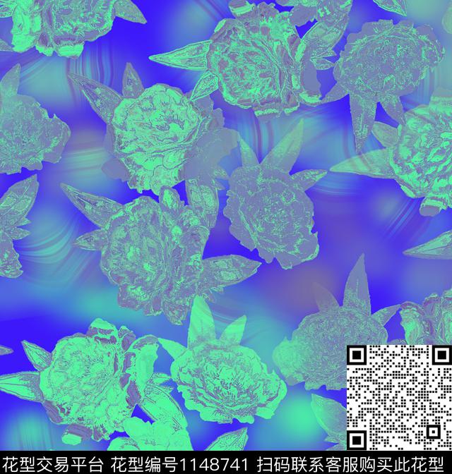 抽象大牌风花卉数码印花华亿平台下载（图片编号: 1148741） - 瓦栏（Walan）
