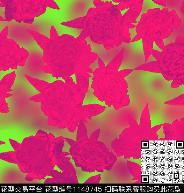 抽象大牌风花卉数码印花华亿平台下载（图片编号: 1148745） - 瓦栏（Walan）