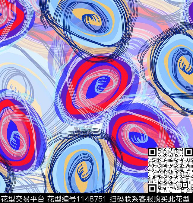 抽象几何创意数码印花华亿平台下载（图片编号: 1148751） - 瓦栏（Walan）