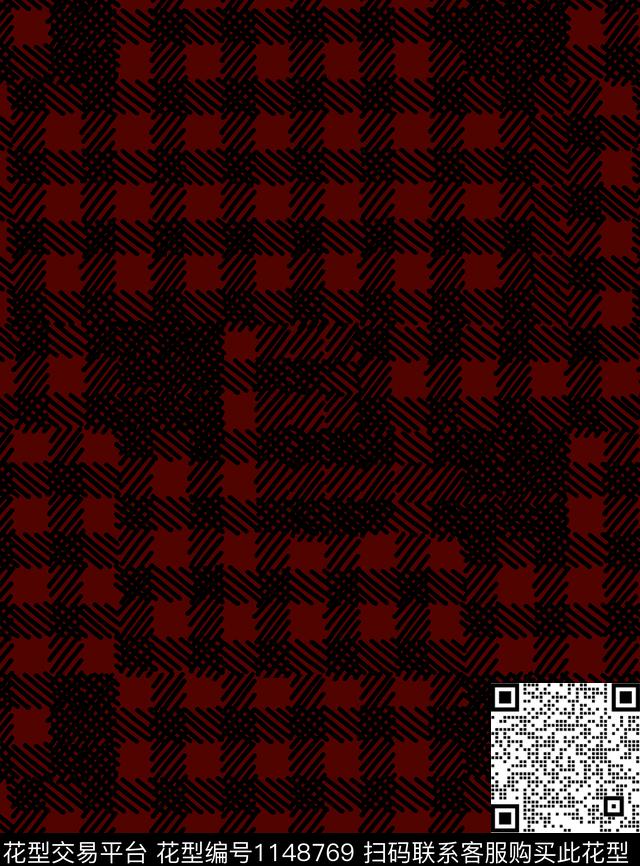 手绘线条格子数码印花华亿平台下载（图片编号: 1148769） - 瓦栏（Walan）