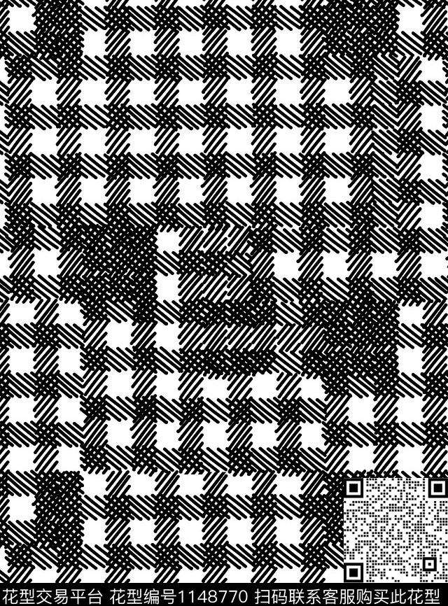 手绘线条格子数码印花华亿平台下载（图片编号: 1148770） - 瓦栏（Walan）