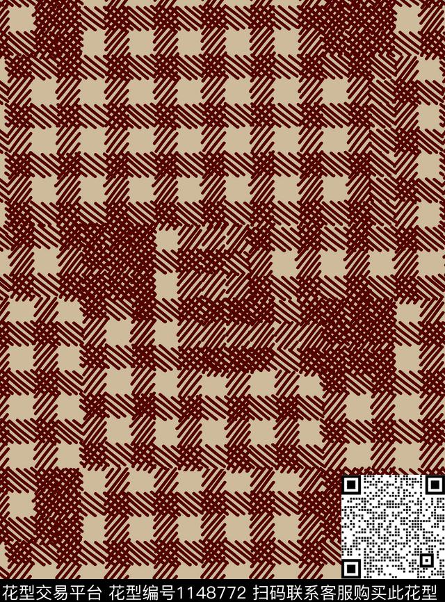 手绘线条格子数码印花华亿平台下载（图片编号: 1148772） - 瓦栏（Walan）