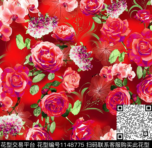 定位花大牌风豹纹数码印花华亿平台下载（图片编号: 1148775） - 瓦栏（Walan）