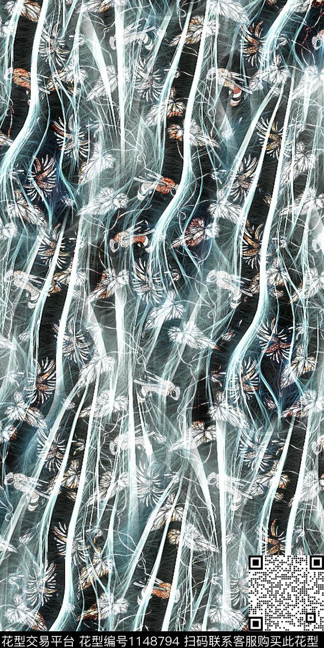 抽象大牌风复古数码印花华亿平台下载（图片编号: 1148794） - 瓦栏（Walan）