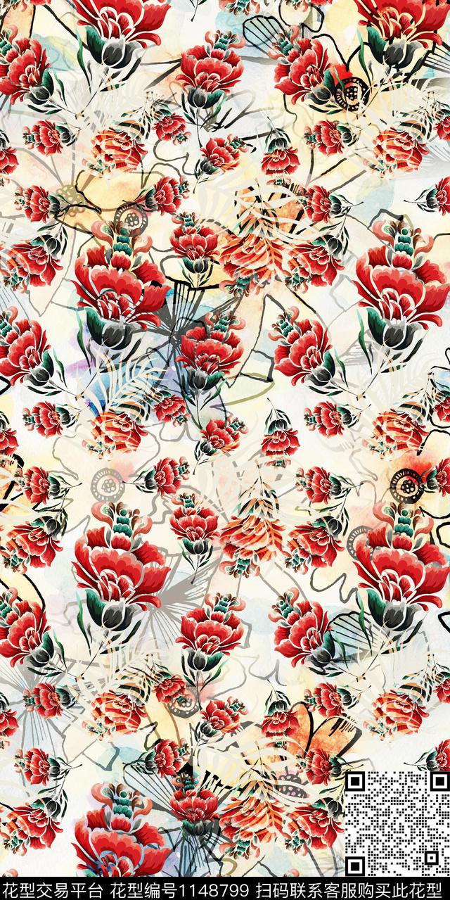 大牌风数码华亿平台花卉数码印花华亿平台下载（图片编号: 1148799） - 瓦栏（Walan）