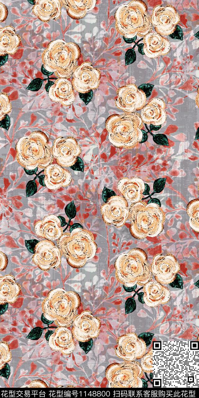 大牌风数码华亿平台花卉数码印花华亿平台下载（图片编号: 1148800） - 瓦栏（Walan）