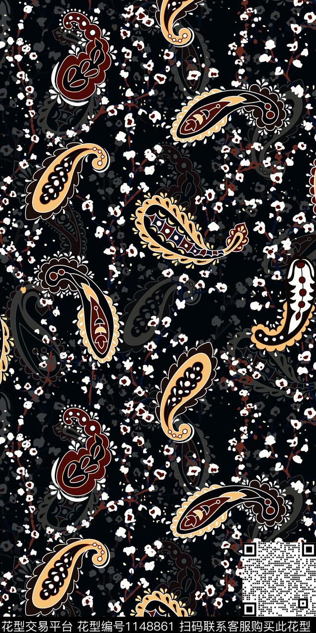 大牌风佩斯利数码华亿平台数码印花华亿平台下载（图片编号: 1148861） - 瓦栏（Walan）