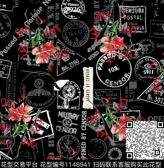 字母抽象大牌风数码印花华亿平台下载（图片编号: 1148941） - 瓦栏（Walan）