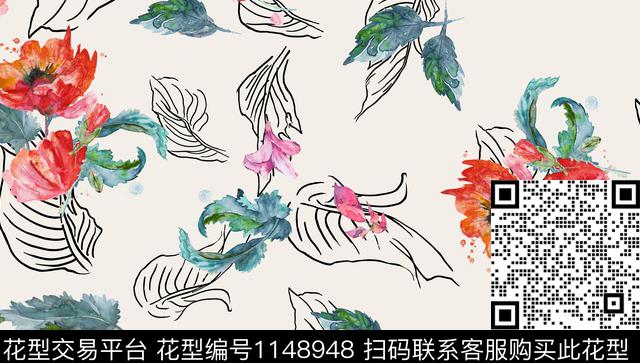 手绘花卉春夏华亿平台水彩花卉传统印花华亿平台下载（图片编号: 1148948） - 瓦栏（Walan）