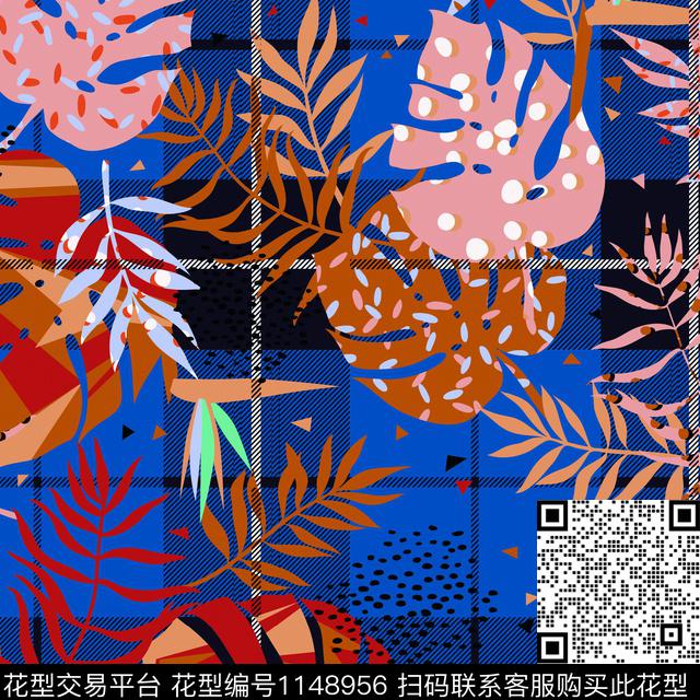 简约女装格子数码印花华亿平台下载（图片编号: 1148956） - 瓦栏（Walan）