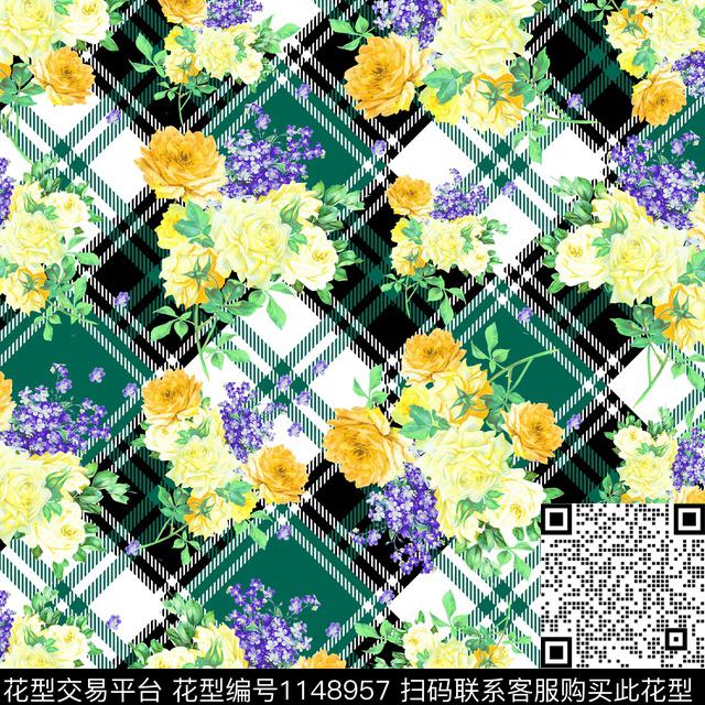 简约女装格子数码印花华亿平台下载（图片编号: 1148957） - 瓦栏（Walan）