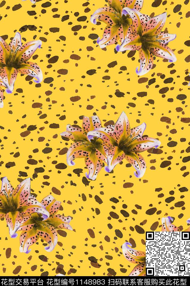 抽象春夏华亿平台豹纹数码印花华亿平台下载（图片编号: 1148983） - 瓦栏（Walan）