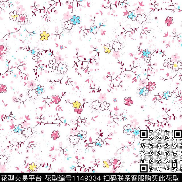 小碎花清爽底花卉数码印花华亿平台下载（图片编号: 1149334） - 瓦栏（Walan）