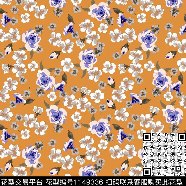 小碎花清爽底花卉数码印花华亿平台下载（图片编号: 1149336） - 瓦栏（Walan）