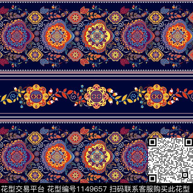 抽象花卉大牌风复古数码印花华亿平台下载（图片编号: 1149657） - 瓦栏（Walan）