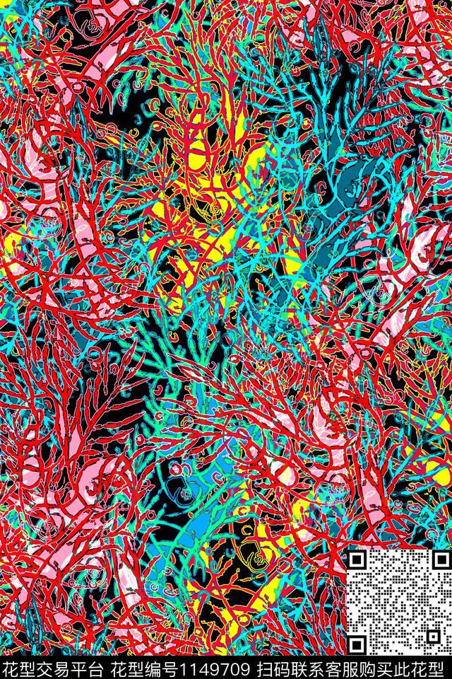 抽象女装迷彩数码印花华亿平台下载（图片编号: 1149709） - 瓦栏（Walan）