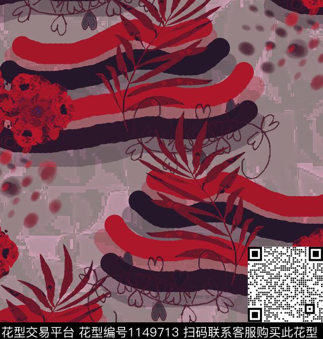 抽象彩虹线条画数码印花华亿平台下载（图片编号: 1149713） - 瓦栏（Walan）