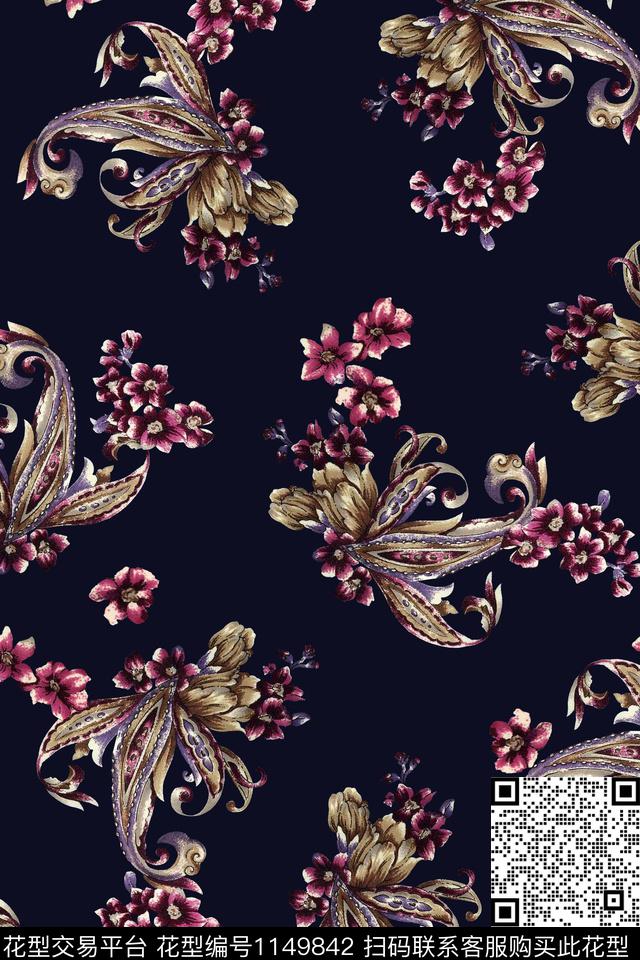 小碎花中老年佩斯利数码印花华亿平台下载（图片编号: 1149842） - 瓦栏（Walan）