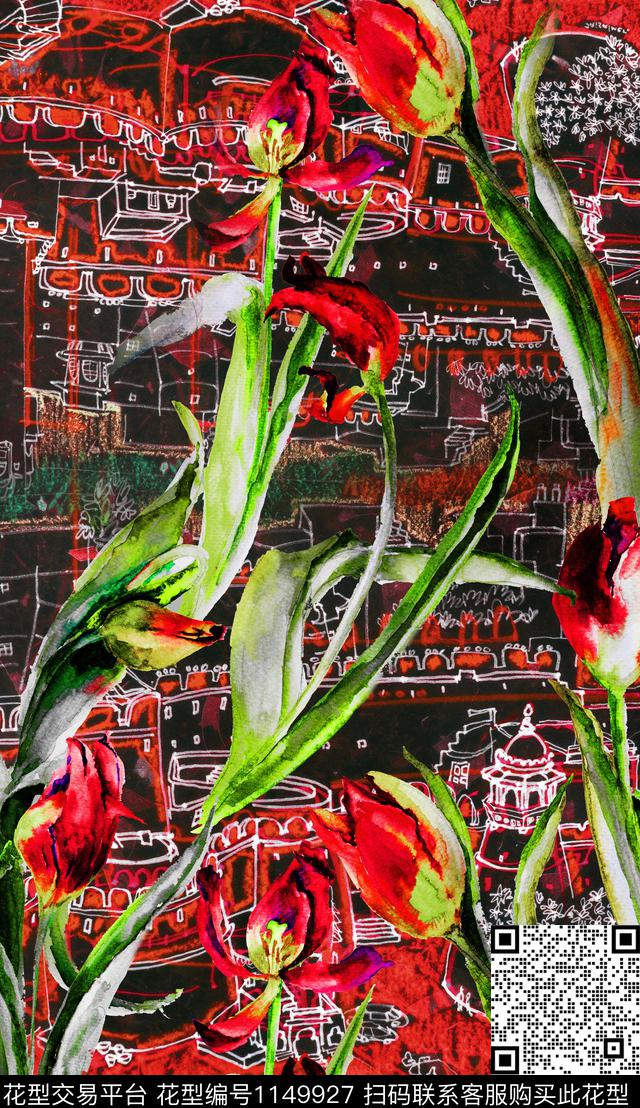 定位花数码华亿平台花卉数码印花华亿平台下载（图片编号: 1149927） - 瓦栏（Walan）