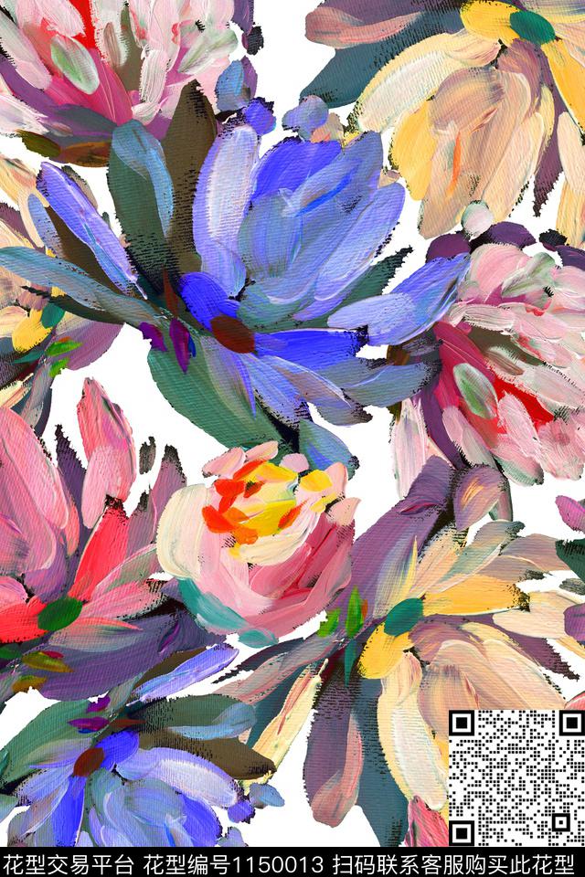 抽象花卉油画华亿平台数码印花华亿平台下载（图片编号: 1150013） - 瓦栏（Walan）