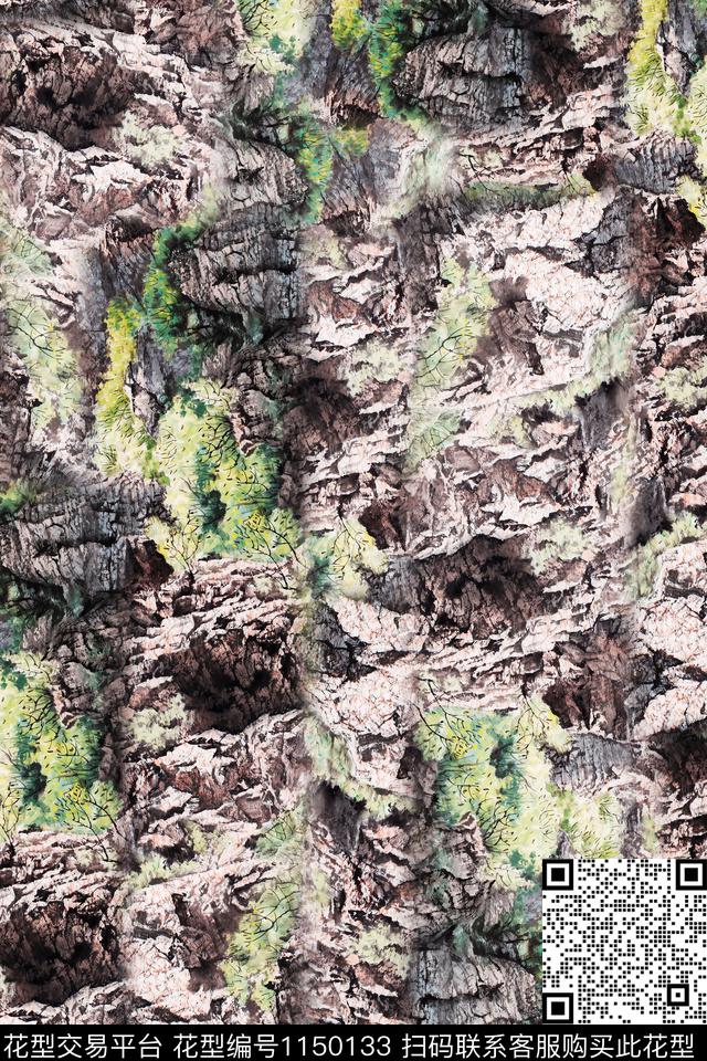 风景景观纹理国画传统印花华亿平台下载（图片编号: 1150133） - 瓦栏（Walan）