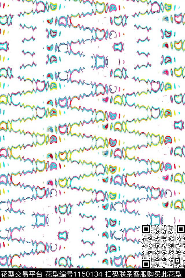 几何定位抽象线条数码印花华亿平台下载（图片编号: 1150134） - 瓦栏（Walan）