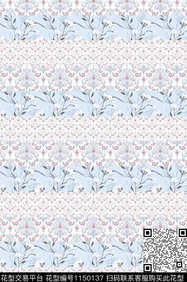 清爽底花卉大牌风数码华亿平台数码印花华亿平台下载（图片编号: 1150137） - 瓦栏（Walan）