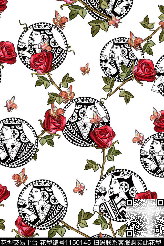 清爽底花卉大牌风抽象数码印花华亿平台下载（图片编号: 1150145） - 瓦栏（Walan）