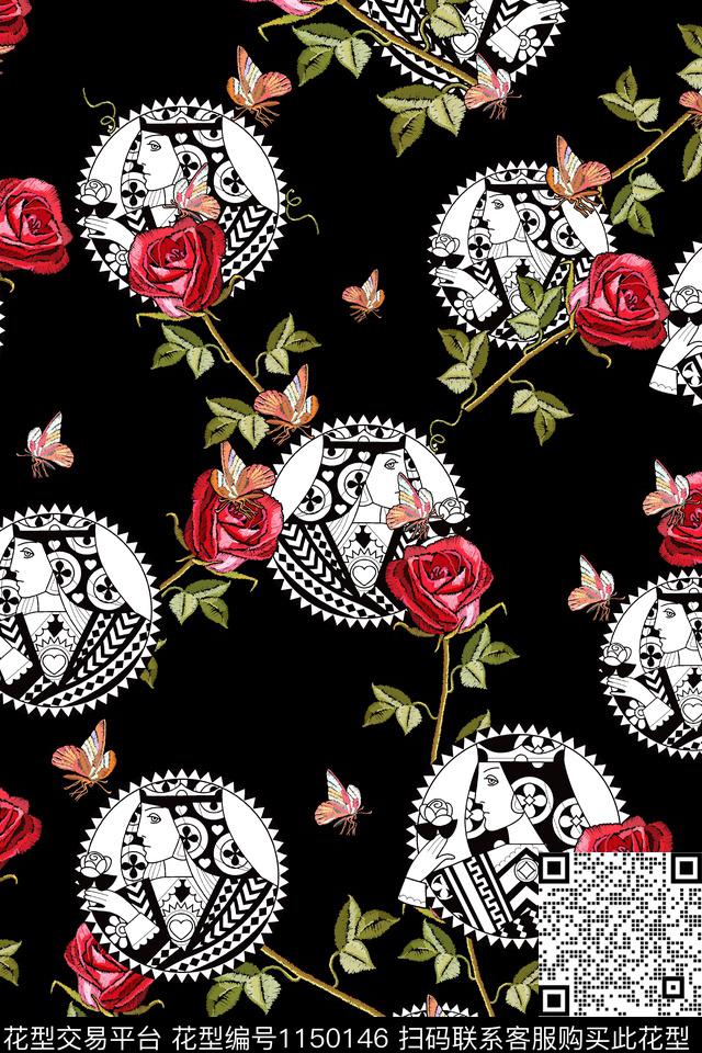 清爽底花卉大牌风抽象数码印花华亿平台下载（图片编号: 1150146） - 瓦栏（Walan）