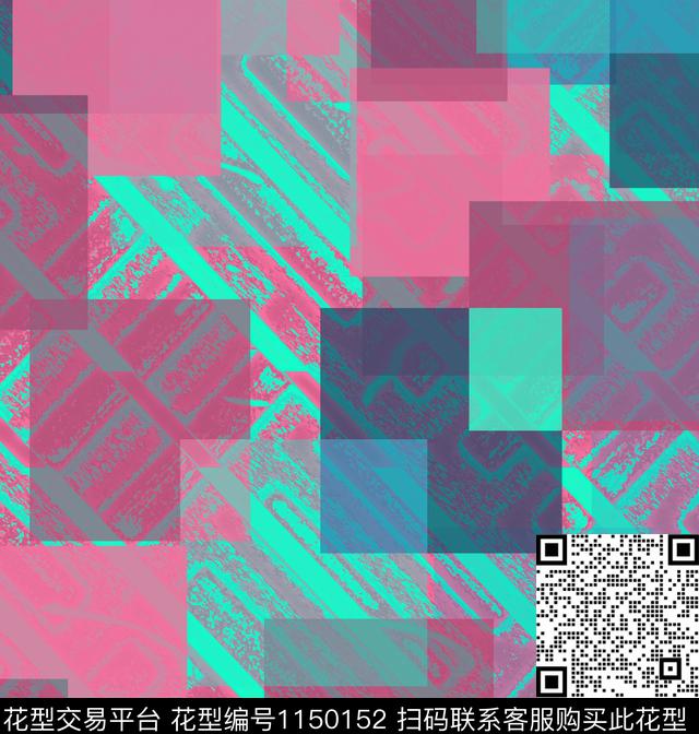 线条画抽象几何数码印花华亿平台下载（图片编号: 1150152） - 瓦栏（Walan）