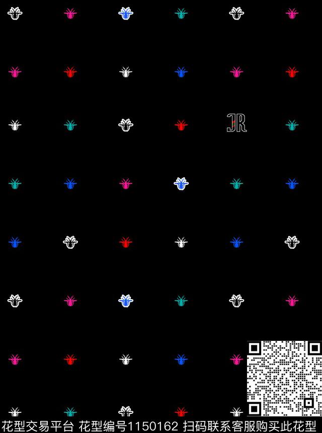 小碎花蜜蜂定位几何数码印花华亿平台下载（图片编号: 1150162） - 瓦栏（Walan）