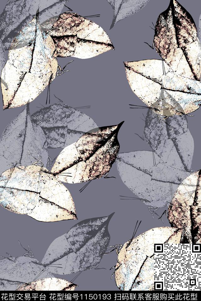 纹理绿植树叶女装传统印花华亿平台下载（图片编号: 1150193） - 瓦栏（Walan）