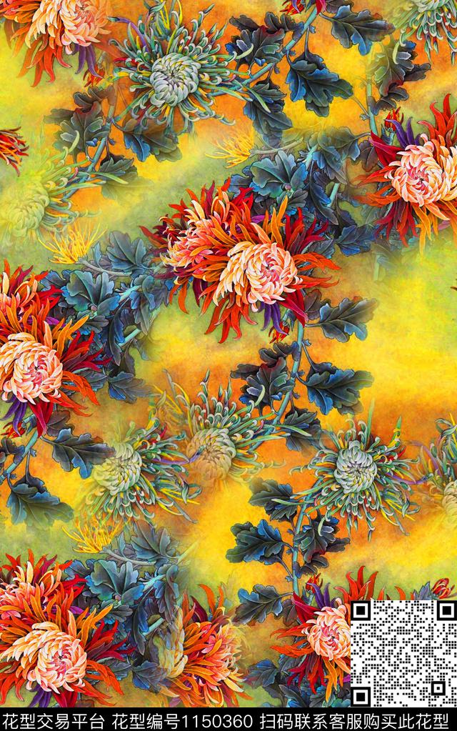 定位花肌理花卉数码印花华亿平台下载（图片编号: 1150360） - 瓦栏（Walan）