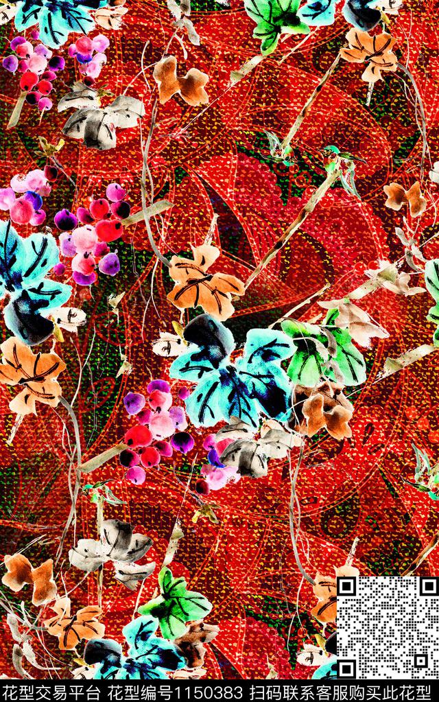 定位花肌理花卉数码印花华亿平台下载（图片编号: 1150383） - 瓦栏（Walan）