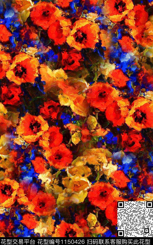 抽象笔触数码华亿平台数码印花华亿平台下载（图片编号: 1150426） - 瓦栏（Walan）