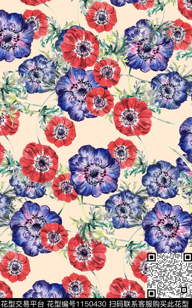 中国风数码华亿平台花卉数码印花华亿平台下载（图片编号: 1150430） - 瓦栏（Walan）