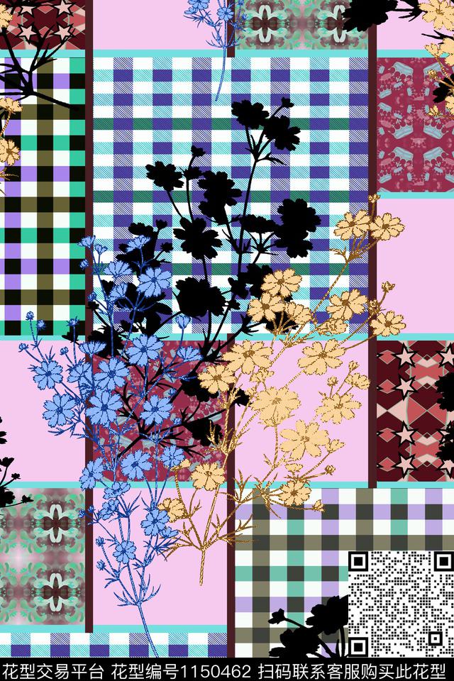 抽象大牌风复古数码印花华亿平台下载（图片编号: 1150462） - 瓦栏（Walan）